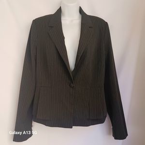 White House Black Market Women's Grey Pinstripe Suiting Jacket Sz 10